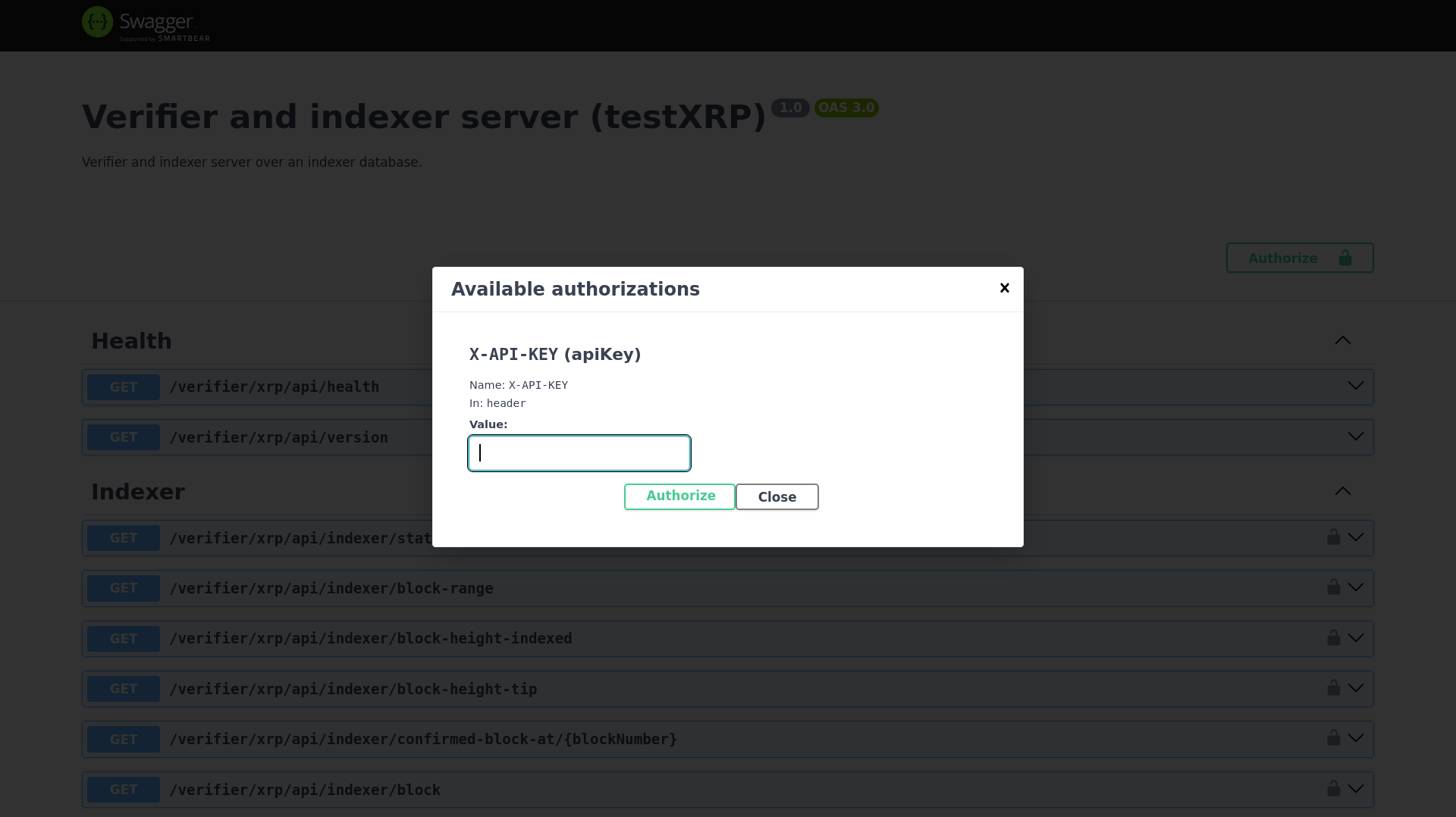 Verifier server authorize dialog
